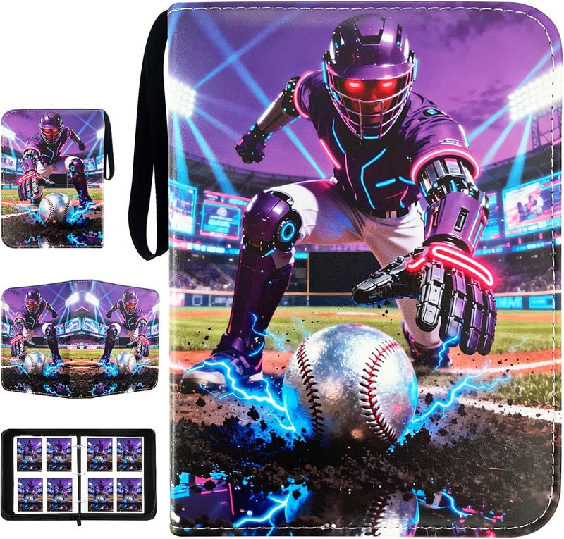 Rmannke Baseball Card Binder,Trading Card Binder 4 Pocket with 50 Removable Sleeves,Fits 400 Sport Cards,Trading Cards Holder Card Collectors Album - Image 1